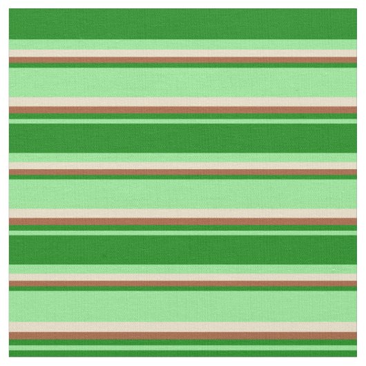 Leichte grüne, grüne, sienna- und tanfarbene Strei Stoff (Nahaufnahme)