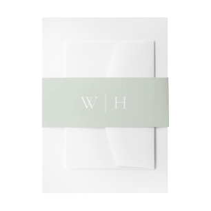 Leichte grüne Serif-Monogramm mit Linienhochzeit Einladungsbanderole