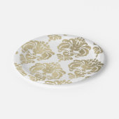 Leichte Hochzeitsfeier mit Gold & White Damask Pappteller (Schrägansicht)