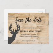 Leichte Holzhirsche Save the Date Hochzeit Ankündigungspostkarte (Vorne/Hinten)