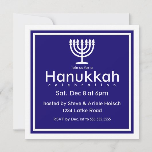 LEICHTE KANDER UND ESSEN LETTEN Hanukkah Einladung (Rückseite)