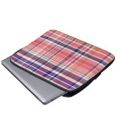 Leichte Koralle, Navy Blue, Weiße Preppy Madras Ka Laptopschutzhülle (Vorne Knopf)