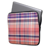 Leichte Koralle, Navy Blue, Weiße Preppy Madras Ka Laptopschutzhülle (Vorderseite Links)