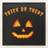 Leichte Kürbislaterne Glasuntersetzer (Vorderseite)