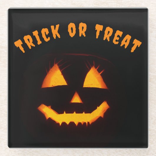 Leichte Kürbislaterne Glasuntersetzer (Vorderseite)