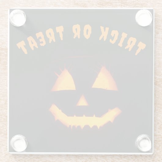 Leichte Kürbislaterne Glasuntersetzer (Rückseite)