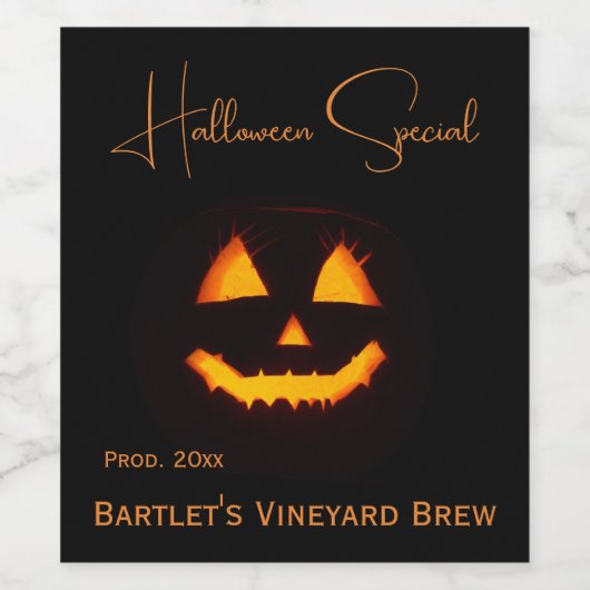 Leichte Kürbislaterne Weinetikett (Einzelnes Label)