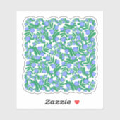 Leichte Lila Blume mit Blumenmuster und Pflanze mi Aufkleber (Blatt)