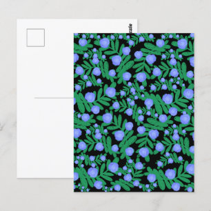 Leichte Lila Blume mit Blumenmuster und Pflanze mi Postkarte