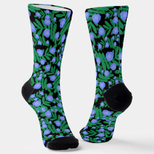 Leichte Lila Blume mit Blumenmuster und Pflanze mi Socken