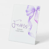 Leichte Lila Bow-Brautparty-Favoriten Sockelschild (Vorderseite)