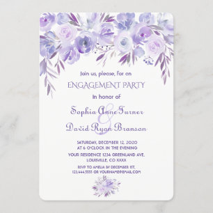 Leichte Lila Dusty Blue Floral Engagement Party Einladung