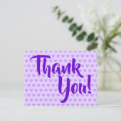 Leichte Lila Herzen Vielen Dank Postkarte (Stehend Vorderseite)