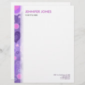 Leichte lila Pastellherzen u. Blumen Briefkopf (Vorne/Hinten)