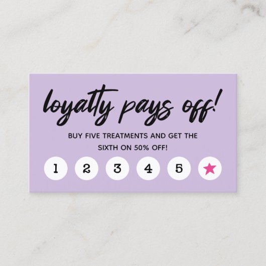 Leichte Lila Pink Star Loyalty Pays Off Logos Treuekarte (Vorderseite)