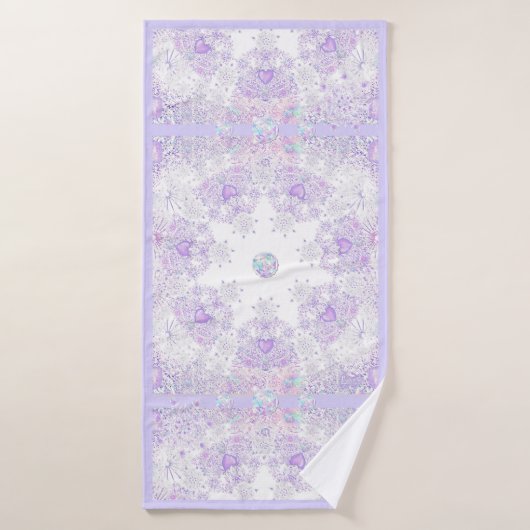 leichte lila Schneeflocke & glitzerndes Herz Badehandtuch (Badehandtuch)
