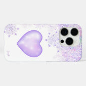 leichte lila Schneeflocke & glitzerndes Herz Case-Mate iPhone Hülle (Rückseite (Horizontal))