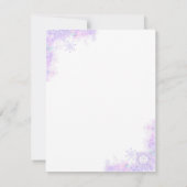 leichte lila Schneeflocke & glitzerndes Herz Einladung (Rückseite)