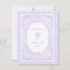 leichte lila Schneeflocke & glitzerndes Herz Einladung