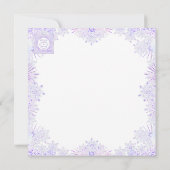leichte lila Schneeflocke & glitzerndes Herz Einladung (Rückseite)