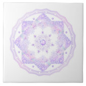 leichte lila Schneeflocke & glitzerndes Herz Fliese (Vorderseite)