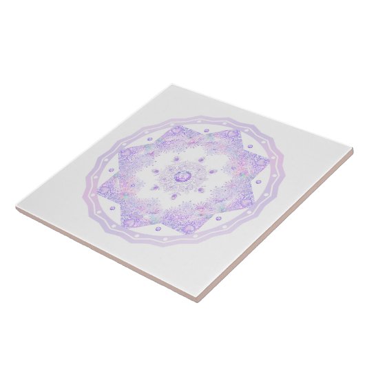 leichte lila Schneeflocke & glitzerndes Herz Fliese (Seite)