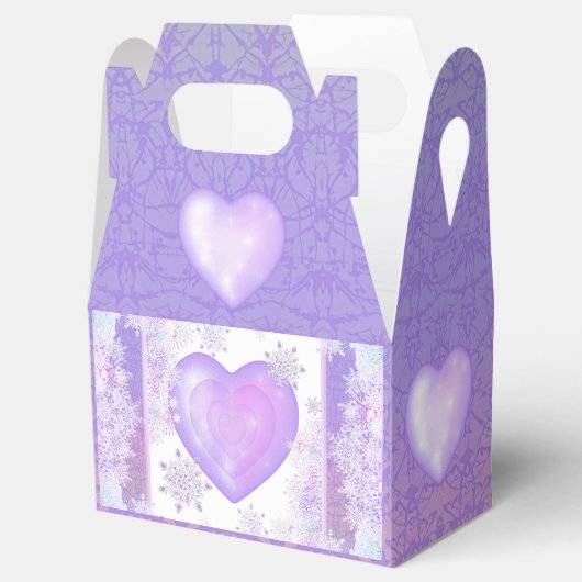 leichte lila Schneeflocke & glitzerndes Herz Geschenkschachtel (Geöffnet)