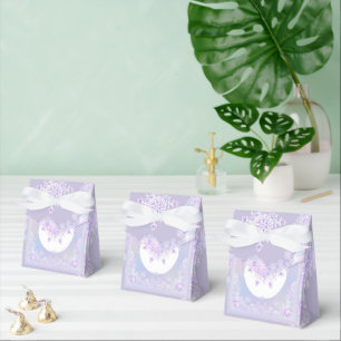 leichte lila Schneeflocke & glitzerndes Herz Geschenkschachtel