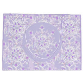 leichte lila Schneeflocke & glitzerndes Herz Große Geschenktüte (Rückseite)