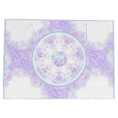 leichte lila Schneeflocke & glitzerndes Herz Große Geschenktüte (Rückseite)