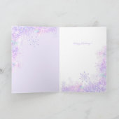 leichte lila Schneeflocke & glitzerndes Herz Karte (Innenseite)