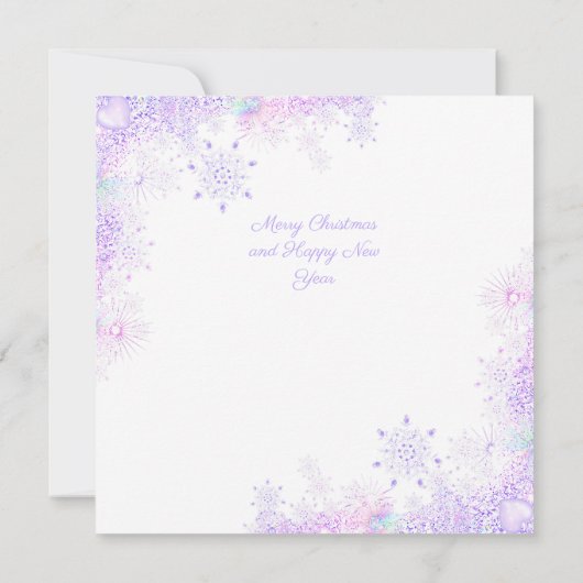leichte lila Schneeflocke & glitzerndes Herz Karte (Rückseite)