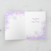 leichte lila Schneeflocke & glitzerndes Herz Karte (Innenseite)