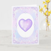 leichte lila Schneeflocke & glitzerndes Herz Karte (Gelbe Blume)