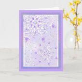 leichte lila Schneeflocke & glitzerndes Herz Karte (Gelbe Blume)