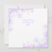 leichte lila Schneeflocke & glitzerndes Herz Karte (Rückseite)