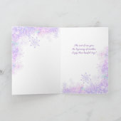 leichte lila Schneeflocke & glitzerndes Herz Karte (Innenseite)