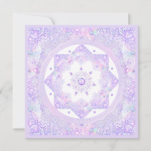 leichte lila Schneeflocke & glitzerndes Herz Karte (Vorderseite)