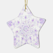 leichte lila Schneeflocke & glitzerndes Herz Keramik Ornament (Links)