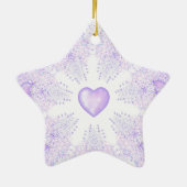 leichte lila Schneeflocke & glitzerndes Herz Keramik Ornament (Hinten)