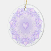 leichte lila Schneeflocke & glitzerndes Herz Keramik Ornament (Links)