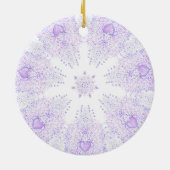 leichte lila Schneeflocke & glitzerndes Herz Keramik Ornament (Hinten)
