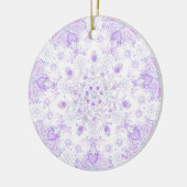 leichte lila Schneeflocke & glitzerndes Herz Keramik Ornament (Links)