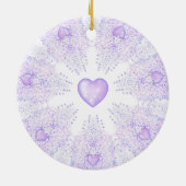 leichte lila Schneeflocke & glitzerndes Herz Keramik Ornament (Hinten)