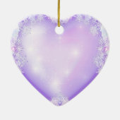 leichte lila Schneeflocke & glitzerndes Herz Keramik Ornament (Hinten)