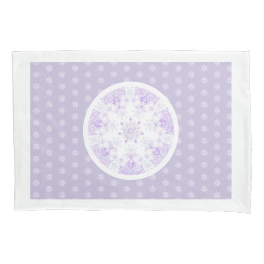 leichte lila Schneeflocke & glitzerndes Herz Kissenbezug (Vorderseite)