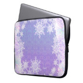 leichte lila Schneeflocke & glitzerndes Herz Laptopschutzhülle (Vorderseite Links)