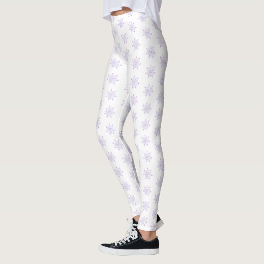leichte lila Schneeflocke & glitzerndes Herz Leggings (Links)