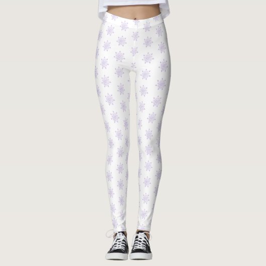 leichte lila Schneeflocke & glitzerndes Herz Leggings (Vorderseite)