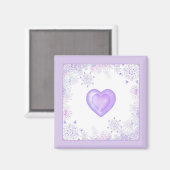 leichte lila Schneeflocke & glitzerndes Herz Magnet (Vorderseite/Rückseite)
